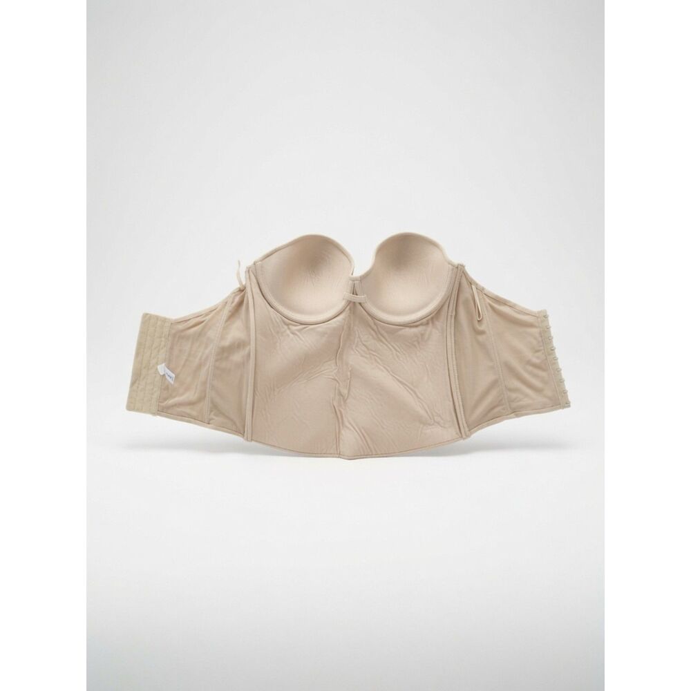 Nude Beige Strapless Bustier Corset Top 38C – Structured Cups, Hook & Eye Back - Picture 7 of 7